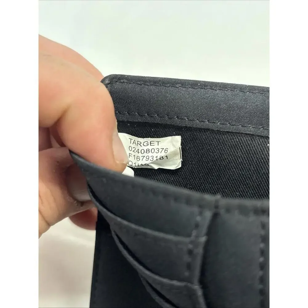 Black Women's Target Genuine Leather Wallet with Off white stitching
